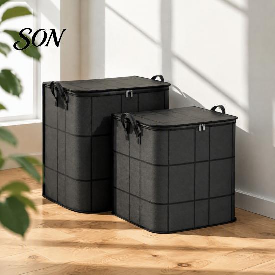 Durable Fabric Moving Totes Storage Bags with Reinforced Handles, Foldable Non-woven Organizer, Heavy Duty Bedding Large Capacity for Clothes