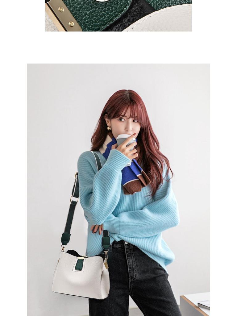 Women's Mini Bucket Bag: Lychee Pattern, Color Block Shoulder Crossbody Bag (2025 Trend)