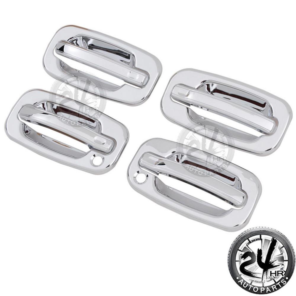 Triple Chrome ABS 4 Door Handle Cover W/ PSG KH Kit 00-06 For GMC