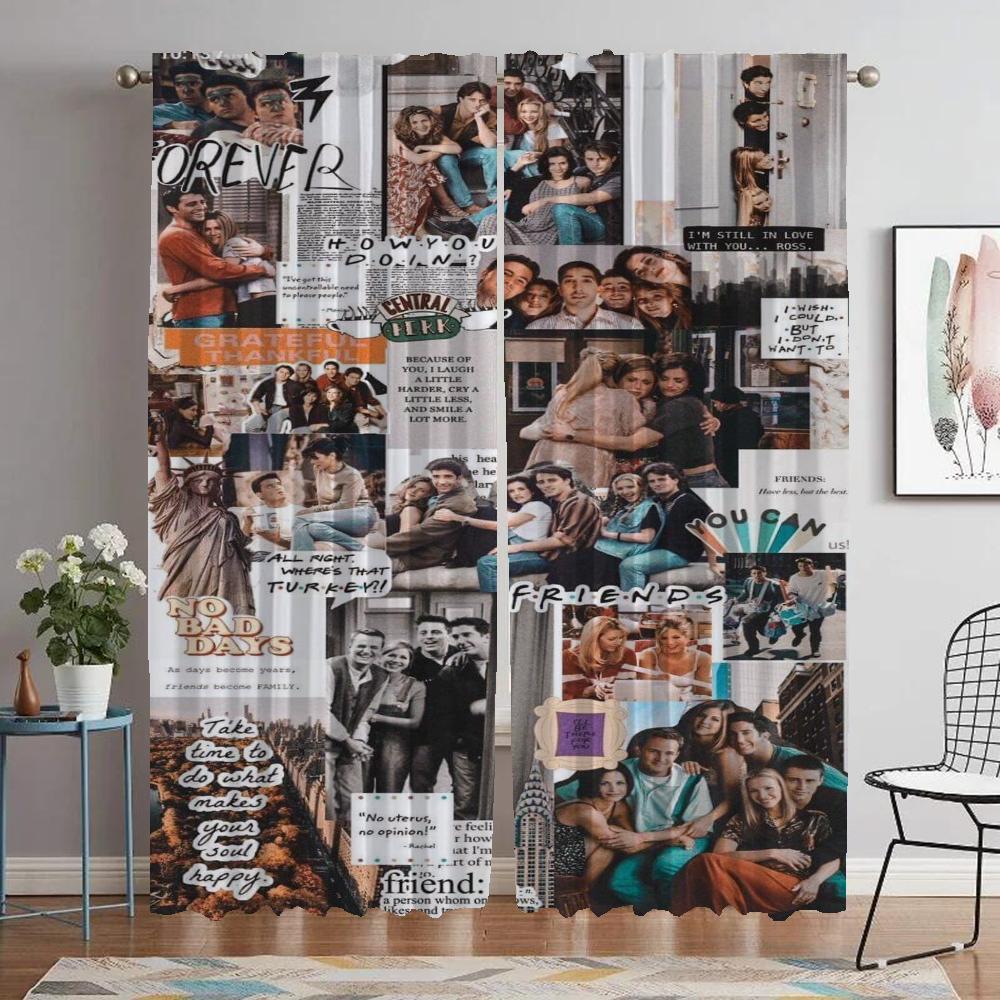 

Friends Partition Modern Living Room Curtains for Camera Blackout Curtains 2 Pieces Halloween Decoration Window Curtain Shades W86xH137cmx2pcs-CL