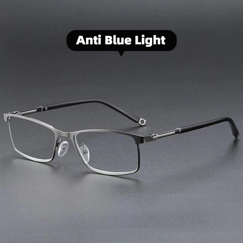 

Men s Business-Style Square-Frame Multifocal Photochromic Presbyopia Glasses High-Definition Blue Light-Blocking Reading Glasses +350
