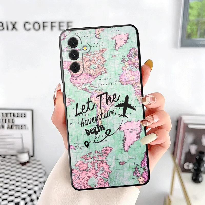 Travel Map Artistic Pattern Soft Phone Case for Samsung A17 A37 A57 A16 A26 A36 A56 A15 A25 A35 A55 A14 A24 A34 A54 A13 A23 A33