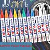 10pcs Permanent Marker Pens, Paint Markers Set Of 12 Colors, White, Black, Blue, Red Orange Green Blue Pink Purple Coffee