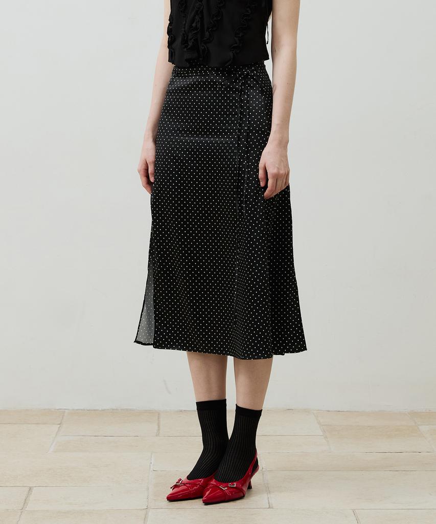 Alikim Tiny Dot Slit Skirt / Black