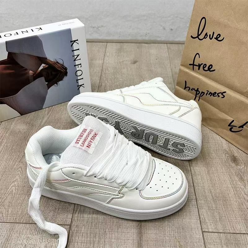 Milky White Bread Shoes Niche Women's Trend Summer Student Versatile Casual Board Shoes