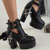 Salircon Goth Geometric Creative Jesus Cross Pendant Shoe Chain Anklet Women HipHop Punk Metal Shoe Chain Jewelry Halloween Gift