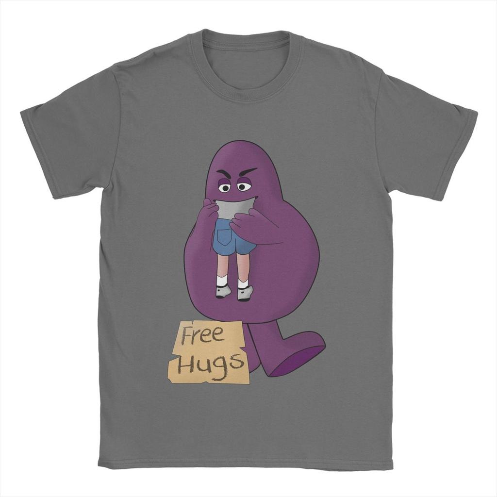 Hungry For Free Hugs From Grimace Men's T Shirts Novelty Tee Shirt Short Sleeve Crewneck T-Shirts Pure Cotton Gift Idea Clothes
