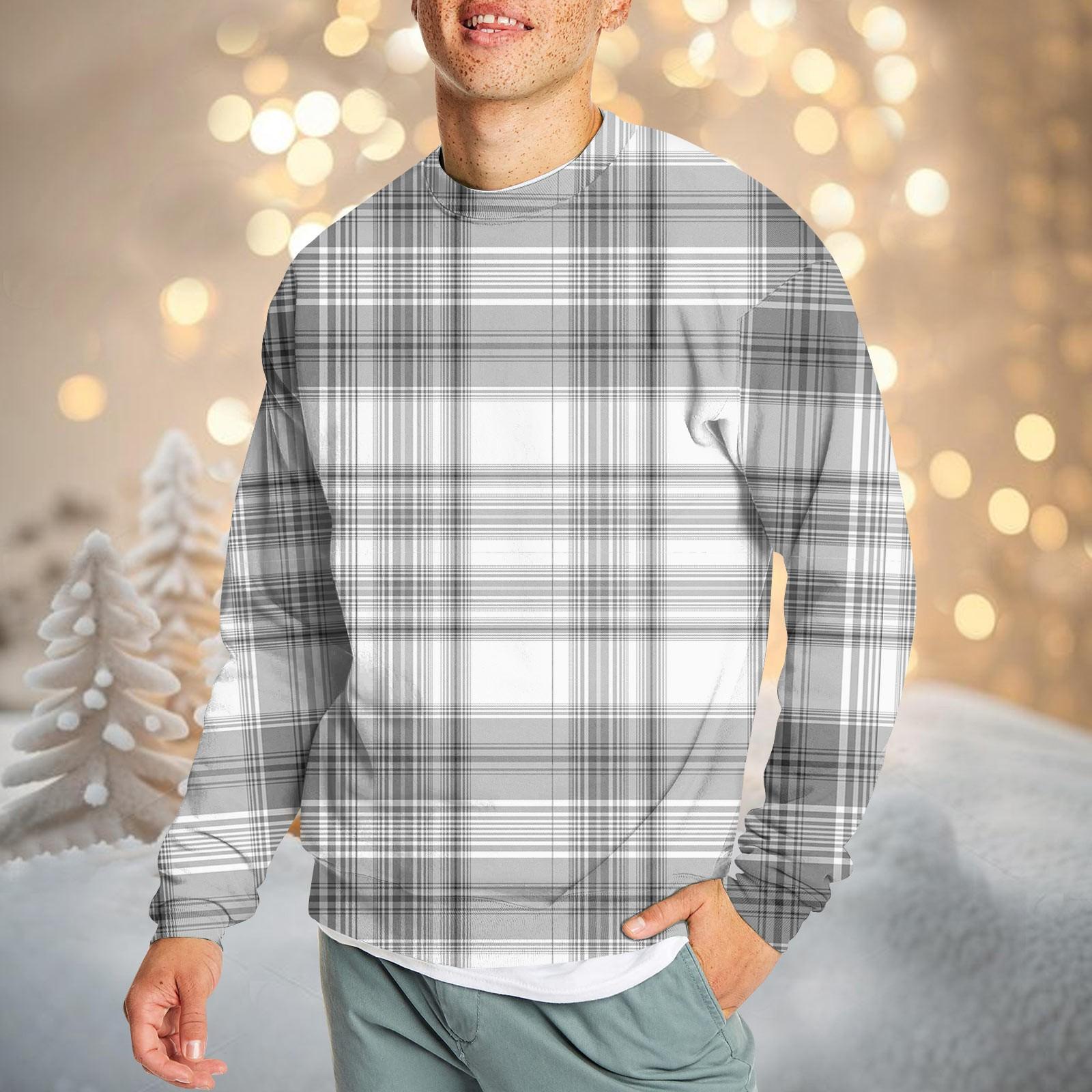 

Чоловічий повсякденний модний зручний пуловер у клітку з круглим вирізом. Світшот XXXL