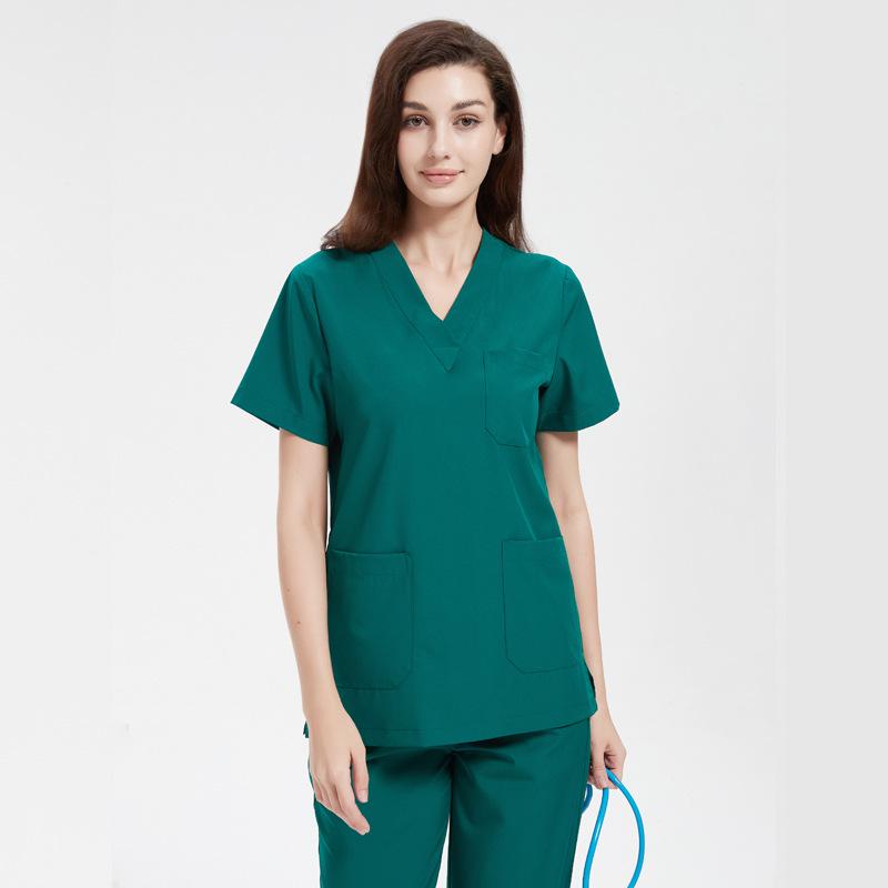 Elastic V-neck Doctor & Nurse Work Uniform - Washable Surgical Gown Suit Set.