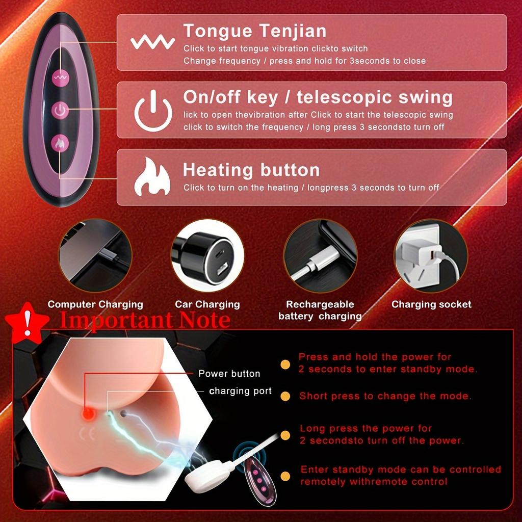 9,48palcový Thrusting Dildo Vibrátor s 10 tahovými a 10 vibračními režimy, dálkovým ovládáním. Ideální pro G-bod a anální stimulaci. Vhodné pro muže, ženy