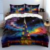 Colorful skyscraper and galaxy. Bedding sets Duvet cover sets Duvet covers Pillowcases(1 * Duvet Cover 2 * Pillowcases without duvet insert)