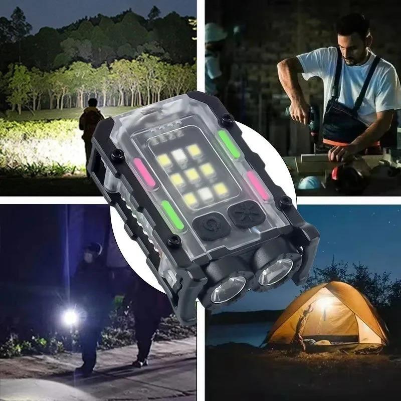 5 Adet Mini LED Anahtarlık Işığı USB Şarj Edilebilir 8 Mod Şapka Klipsli Taşınabilir El Feneri Pil Göstergeli El Feneri Mıknatıslı Yürüyüş