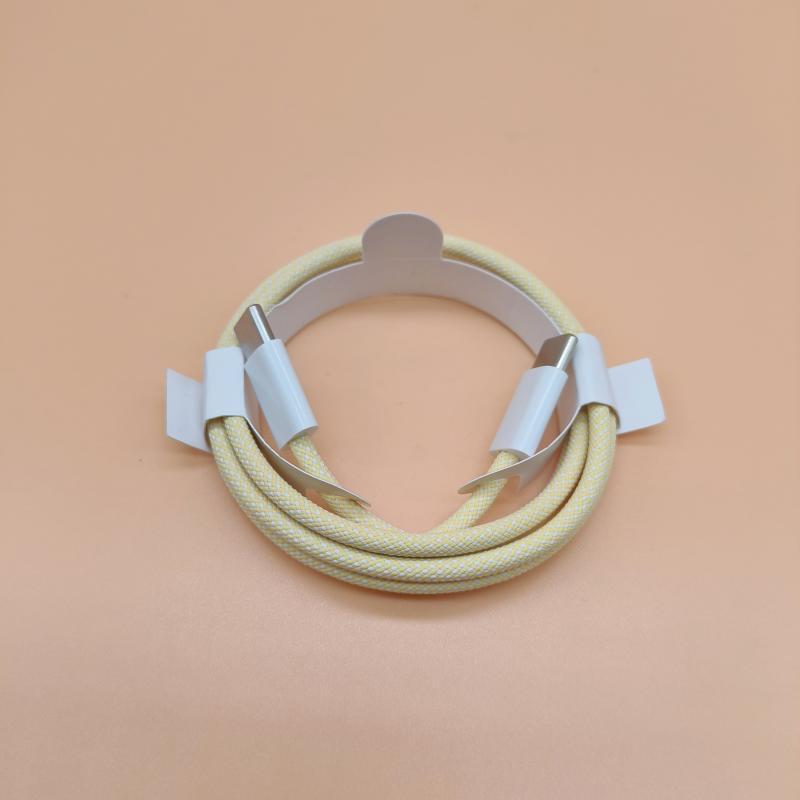 Dual-Head Type-C Male-to-Male Braided Laptop Charging Cable: 15W True PD Fast Charging Compatible.