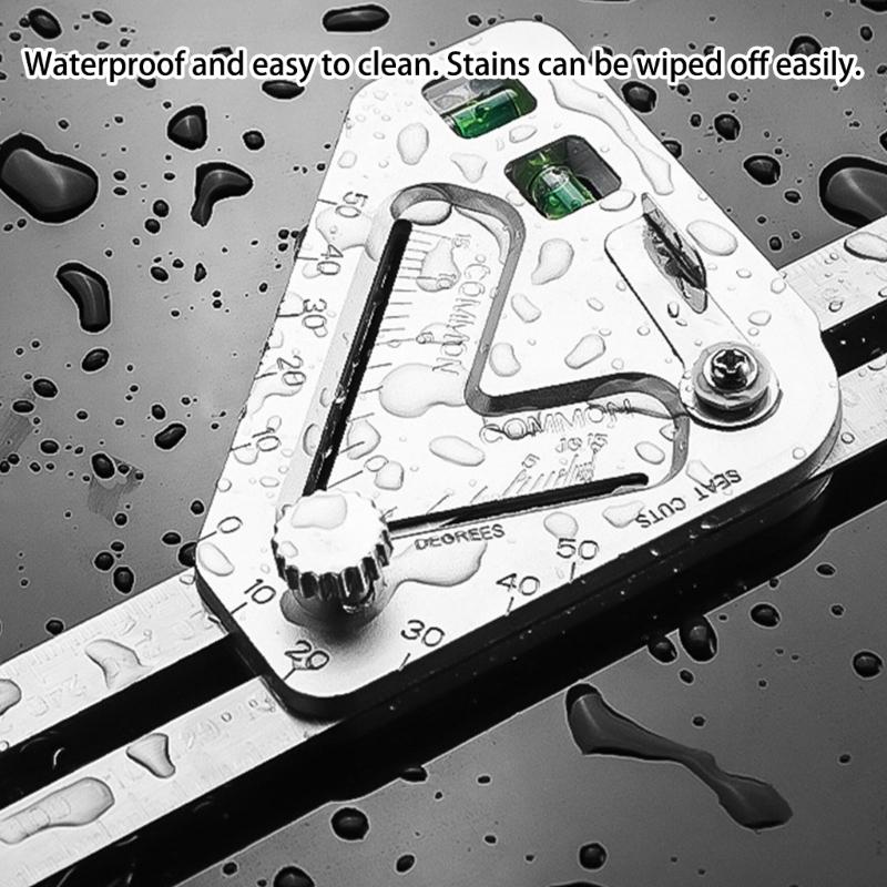 Stainless Carpenter Square Angles Ruler With Angles Measurement Level Detection And Line Marking For Construction