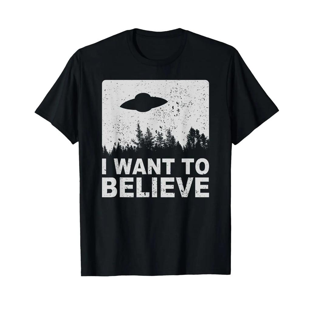 I Want To Believe T Shirt Aliens Ufo Area 51 Roswell Vintage Comfortable Stylish Casual Fashion Graphic Versatile