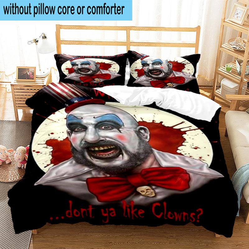 3PCS Horror Clown Laughing 3pcs Bedding,Including 3PCS Duvet Cover And 2pcs Pillowcases Perfect for Christmas,Ideal for Bedroom, Dormitory