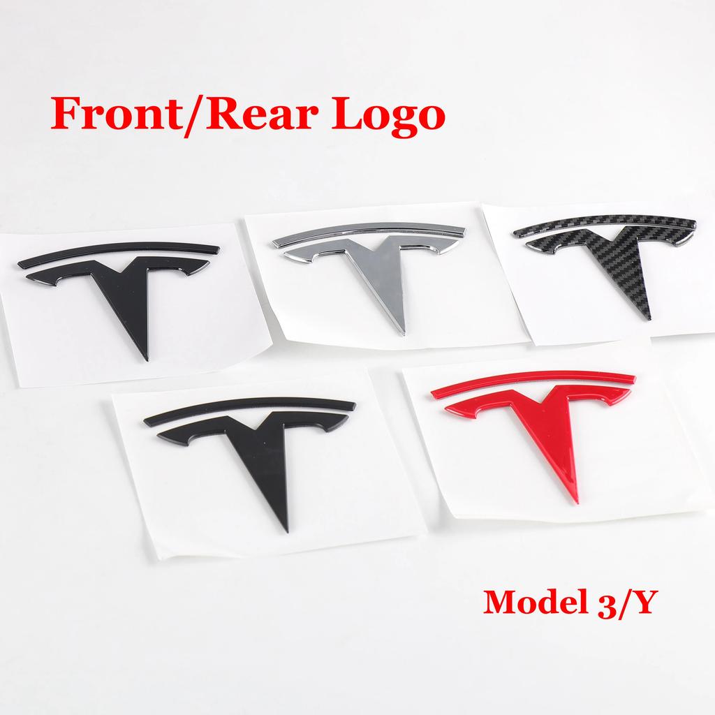 Tesla Logo Model 3 Mode Y Emblem Styling Car Front Hood Badge Stickers Rear Trunk Accessories Auto Replacement Decoration Decals