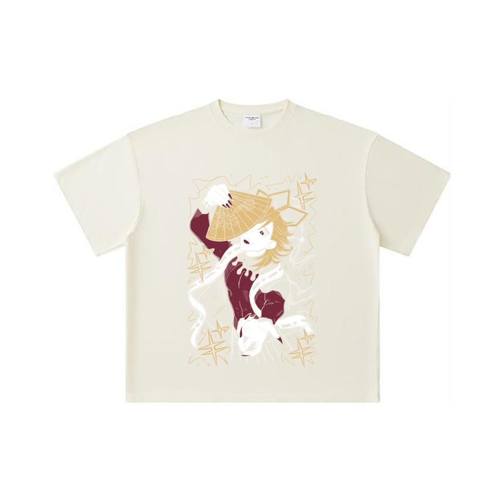 

260 GSM Double Yarn 32 Count 100% Cotton Demon Slayer V39 Doma Print Unisex Heavy Cotton T Shirt S абрикосовый
