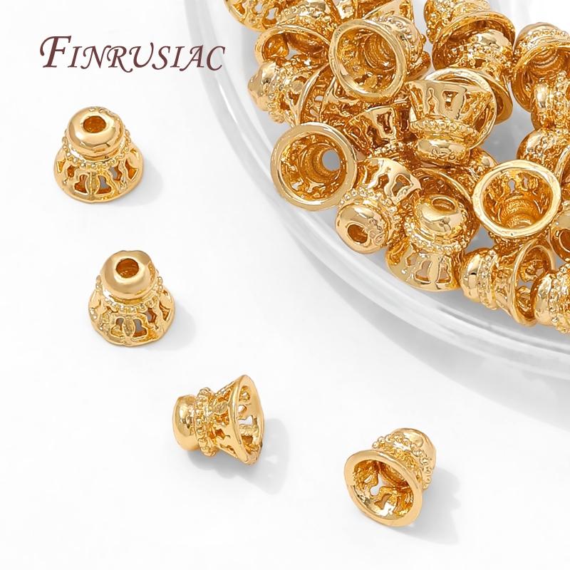 18K Gold Plated Bead Caps For Jewelry,Brass Caps End Caps For Beads,DIY Jewelry Accessories