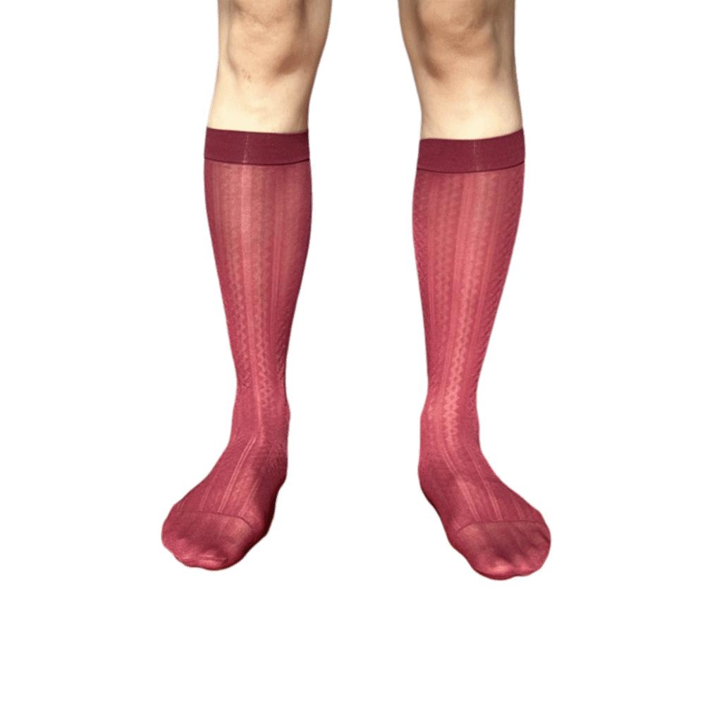 Chaussettes Homme à Rayures Durables Ultra-Fines Bas Mi-Mollet en Nylon Ultra-Fins Respirants Transparents Chaussettes Habillées Bureau