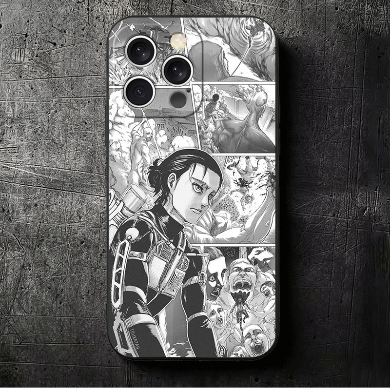 A-Attack On T-Titan Anime Soft Phone Case for iPhone 16 16E 17 Air 15 Pro Max 14 Plus 13 Mini 11 12 7 Black Cover Back Shell