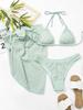 2025 Sexy Three-Piece Bikini Swimsuit with Mesh Skirt for Women