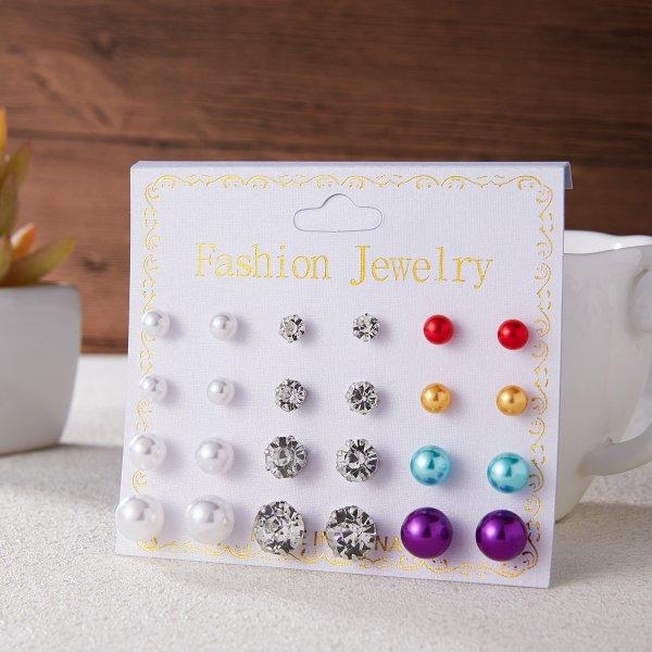 20 Paar/Set Damen Mädchen Strass Kristall Ohrstecker Ohrringe Gemischte Stile Runde Kleine Ohrringe Sets Party Schmuck Geschenk 2 3 4 5mm