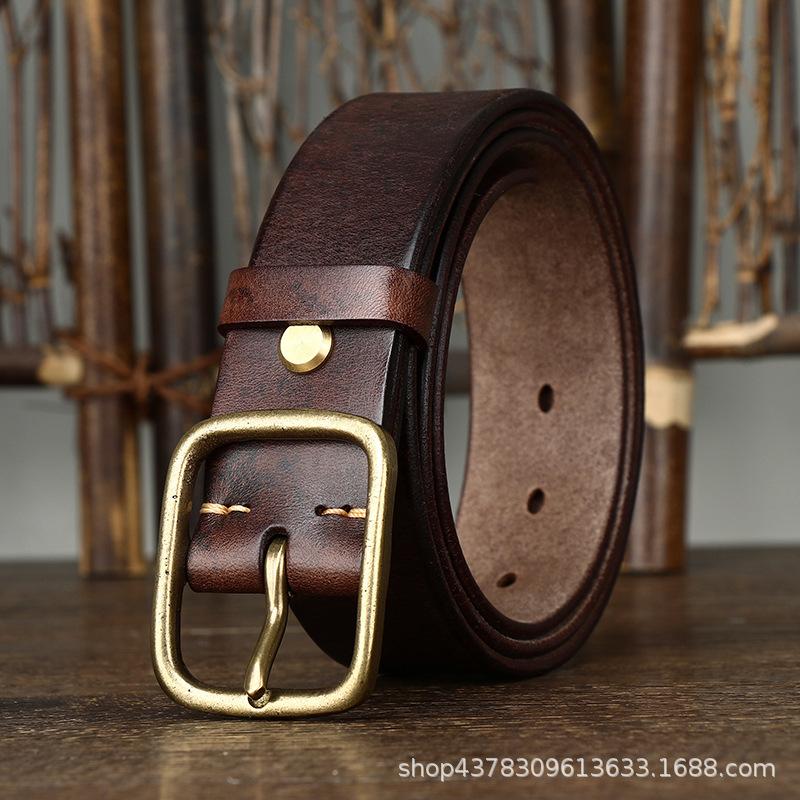 Italian Retro Old First Layer Pure Cowhide Belt Men'S Genuine Leather Belt New Trend Versatile
