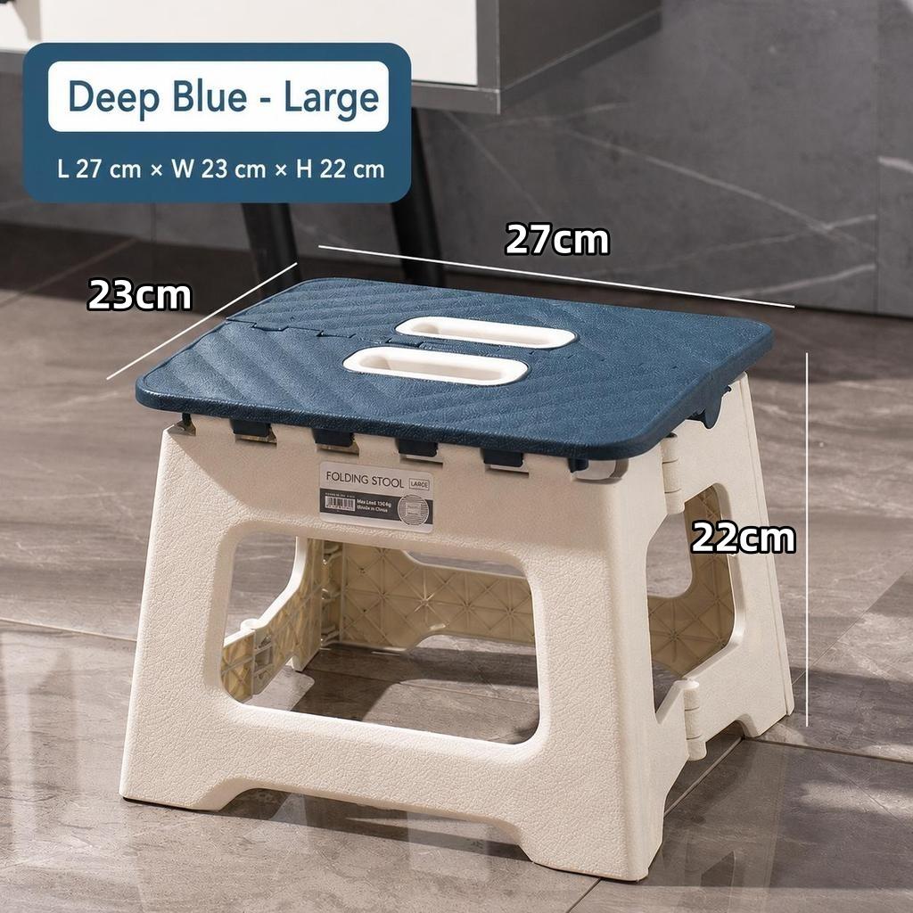 Folding Step Stool, High Load-Bearing 300lb Non-Slip Portable Stool, Space Saving Thickened Plastic Mini Chair for Kitchen Bathroom Camping Fishing
