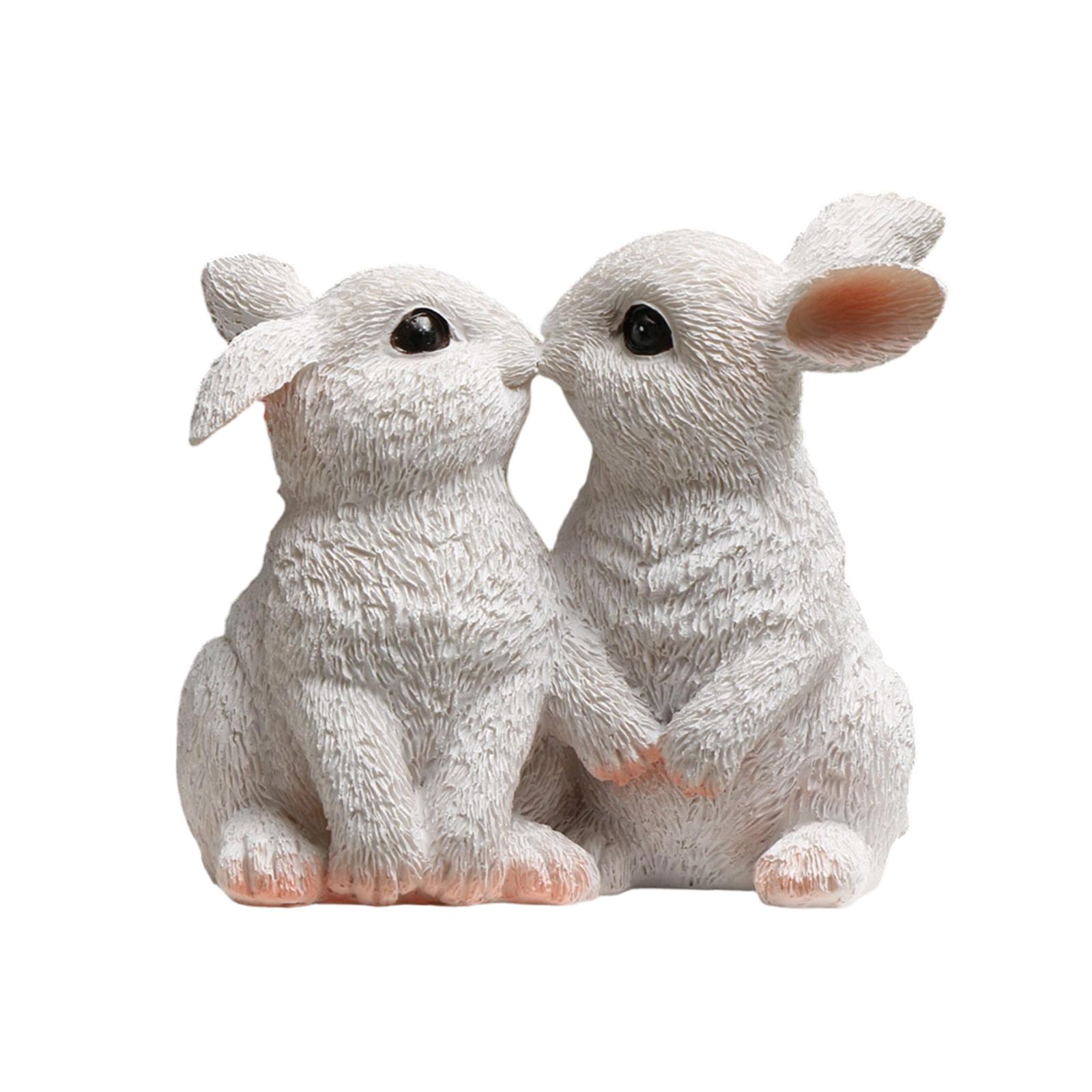

Милые фигурки кроликов-пары, смоляные статуэтки кроликов, украшения для дома, можно разместить на полке в гостиной или использовать как садовые горшечные растения One Size белый