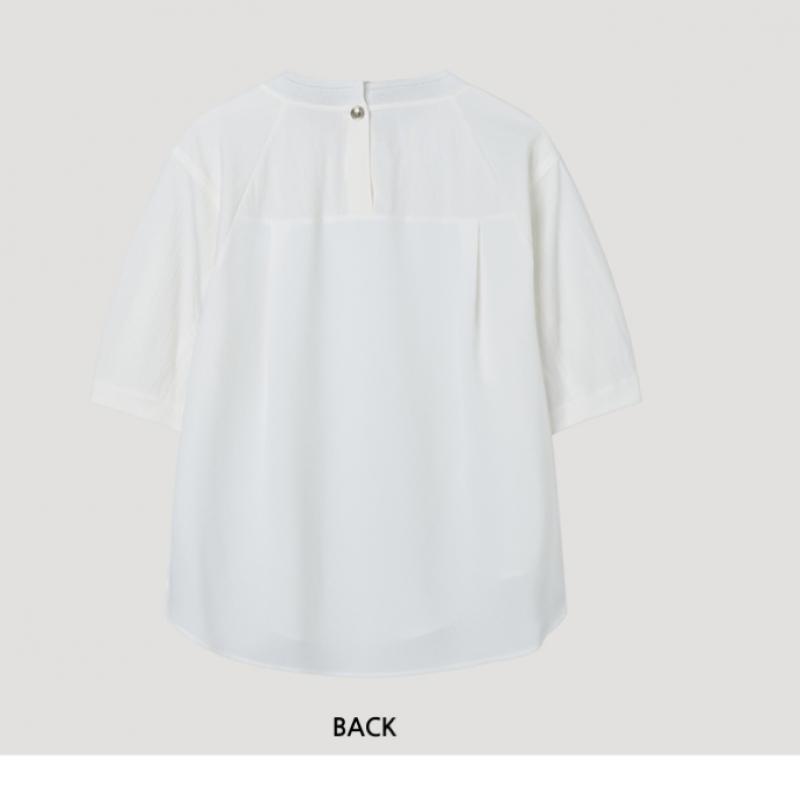 SHESMISS Round Neck Unbalanced Hem Blouse Swwblp21050