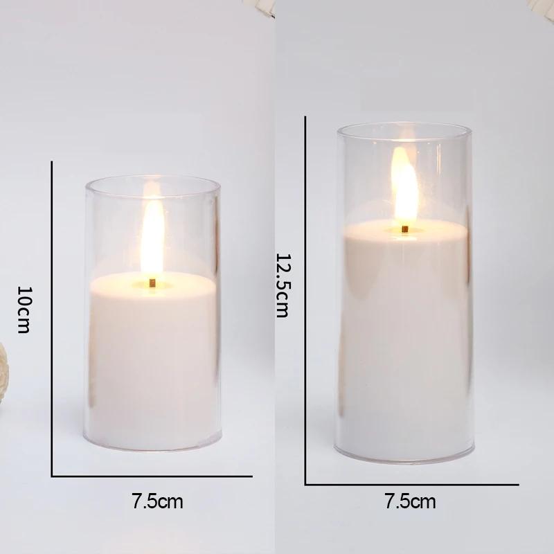 LED Electronic Candles Light Remote Control Timer Flicker Flameless Lamp Clear Acrylic Battery Powered Wedding Party Christmas