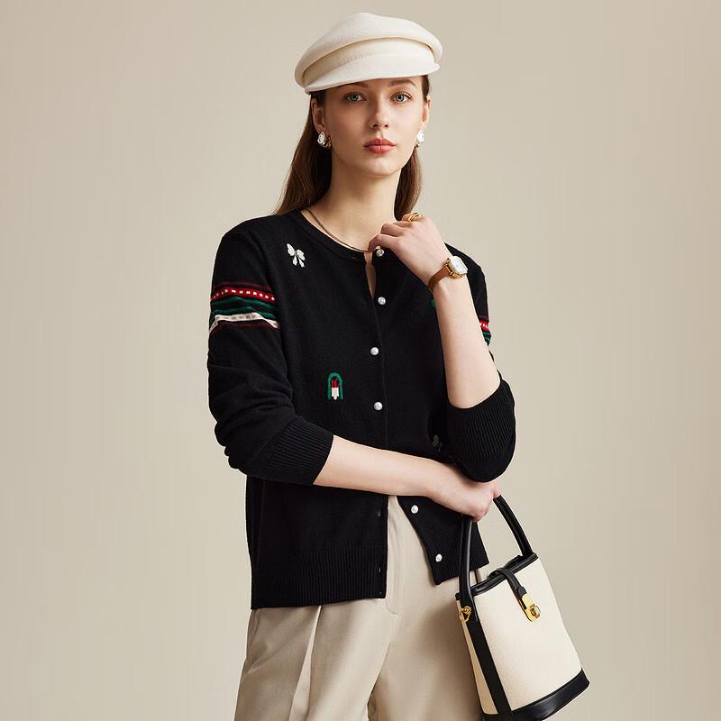 

Zhaojun Women s Jacquard Wool Cardigan L