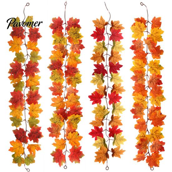 Thanksgiving Home Decor Artificial Fall Maple Leaf Garland, Autumn Foliage Hanging Vine, Flexible Decorative Vines Reusable Harvest for Fireplace
