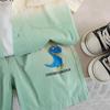 Boys' Gradient Dinosaur Short Sleeve Summer Outfit - 2026 New Style Three-Piece Set