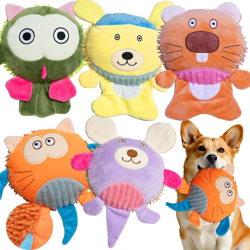 19 Pack Puppy Squeaky Dog Toys Set Plush Puppies,Cute Chew Pets Dog Toy with Squeakers for Small Dogs Playtime Medium Large Dog Toys