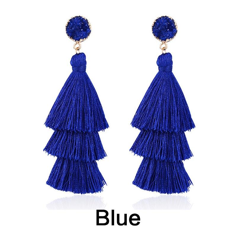 Bohemian Tassel Earrings for Women - Colorful Layered Dangle Drop Druzy Stud Jewelry Gift for Christmas Birthday