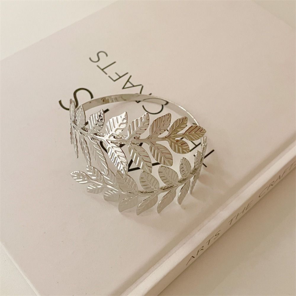 Silver Adjustable Armband Laurel Leaf Zinc Zinc Alloy Armlet Fashion Arm Cuff  Women