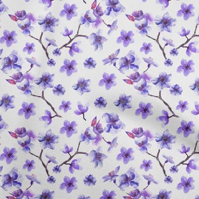 Cotton Flex Medium Blue Fabric Watercolor Floral Sewing Material Print Fabric By The Yard 40 Inch