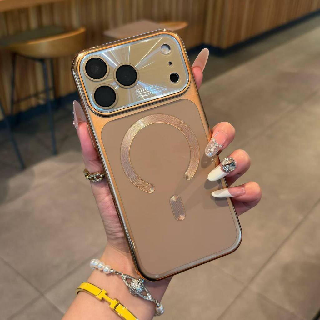 Compatible Apple 17 Pro Max Magnetic Plating Case with iPhone 16 Lens Film Cover