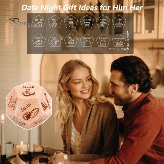 Date Natt Terning Tre Mat Avgjørelse Terning 12 Side Dato Natt Ideer Jubileum Valentinsdag gave til voksne par Ektemann Kone