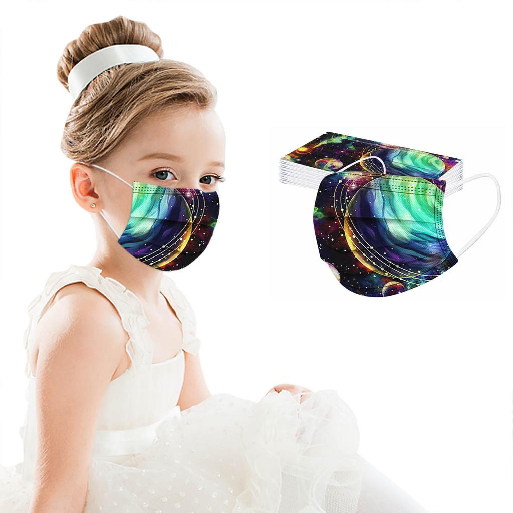 100PCS Children Three-Layer Protective Dust-Proof Cartoon Print Disposable Mask