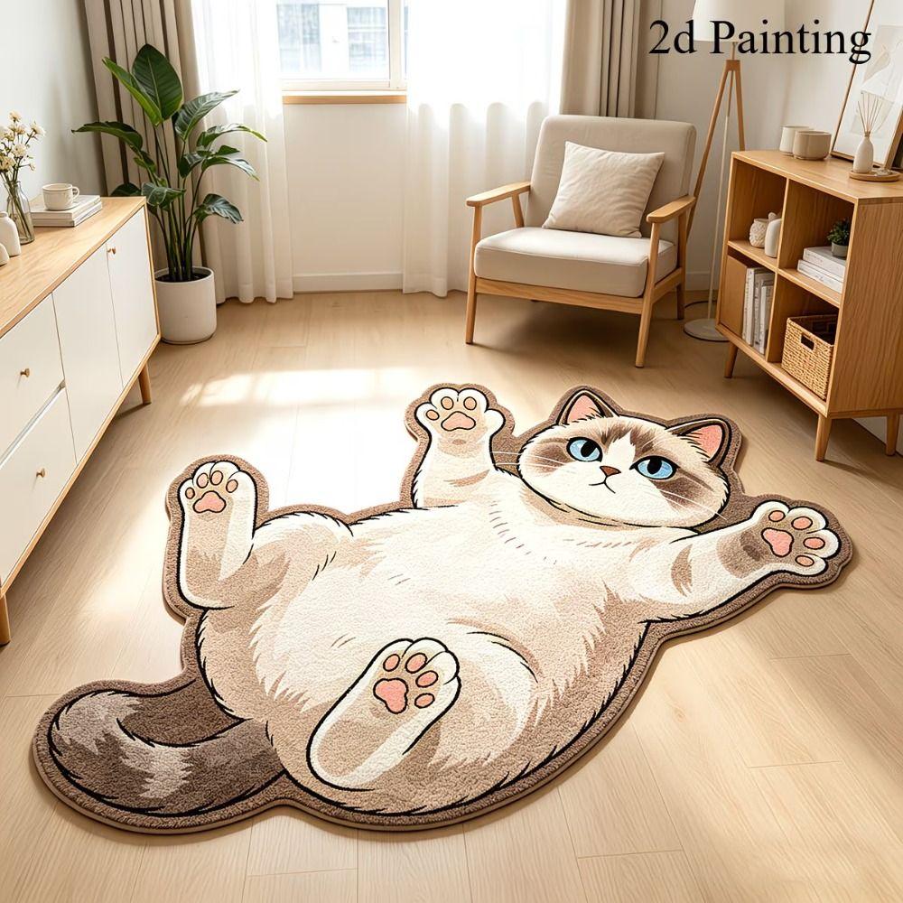 Anti-fouling Home Decor Carpet Non-Slip Cartoon Carpet Cute Cat-Shaped Area Rug  Living Rooms