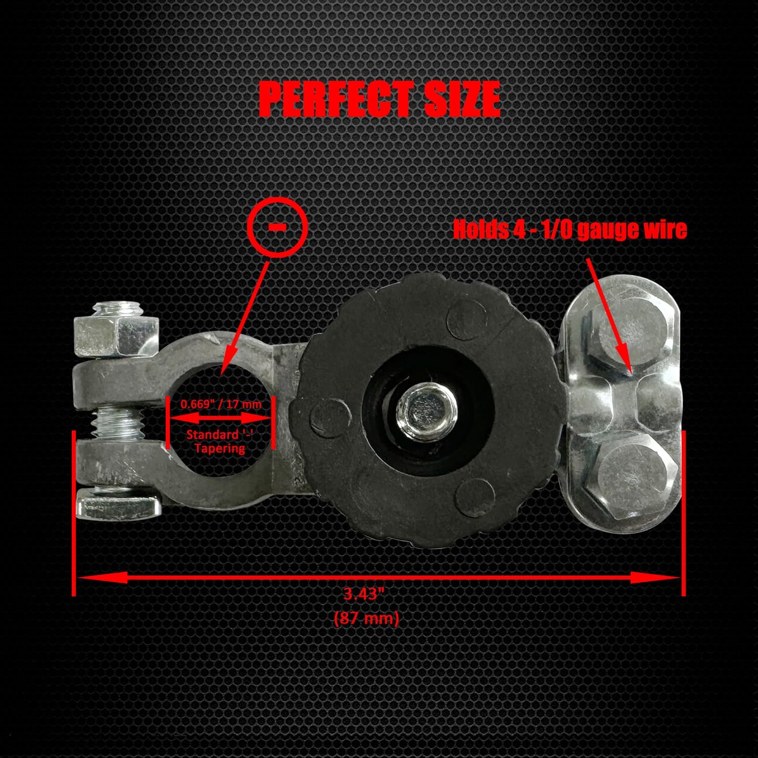 

Ampper Lead Top Post Battery Terminal Connectors, Car Battery Terminals Connector W/Quick Release Knob for Battery Cable Ends (Negative, 1 Pcs)