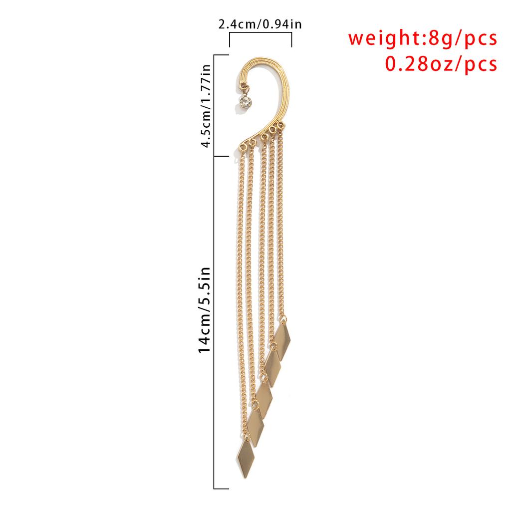 Ingemark Kpop Long Tassel Clip Earring for Women Ladies No Piercing Fake Cartilage Exquisite Ear Bone Clips Pendientes Zircon