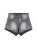 American Retro High Waist A-line Denim Shorts for Women - Summer Style, Elastic Fit, Super Short Hot Pants
