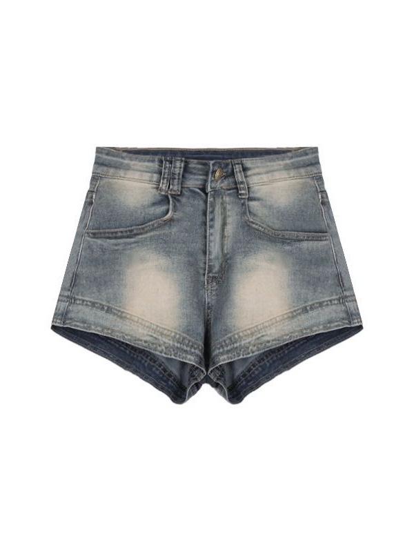 American Retro High Waist A-line Denim Shorts for Women - Summer Style, Elastic Fit, Super Short Hot Pants