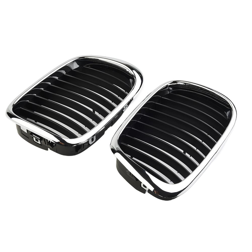 1 Paar Kühlergrills für BMW E39 5er Serie 525 530 535 540 M5 1998-2003 Front Chrom Schwarz Kühlergrill Ersatz Auto Außen Teile
