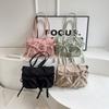 IELGY Bow Tote Bag Large Capacity One Shoulder Simple Solid Color Commuter Underarm Bag