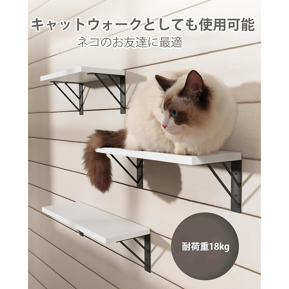 HASONA Wall Shelf, DIY Assembly, Set of 3, Wall Rack, Stylish, Natural Wood, 42cm Wide, for